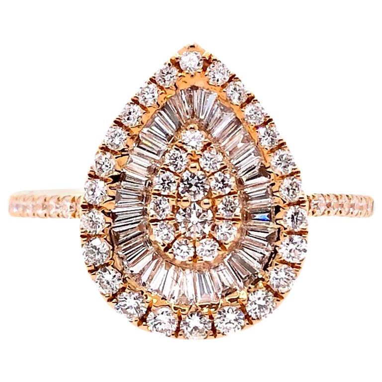 Paris Craft House Diamond Cluster Ring in 18 Karat Rose Gold For Sale