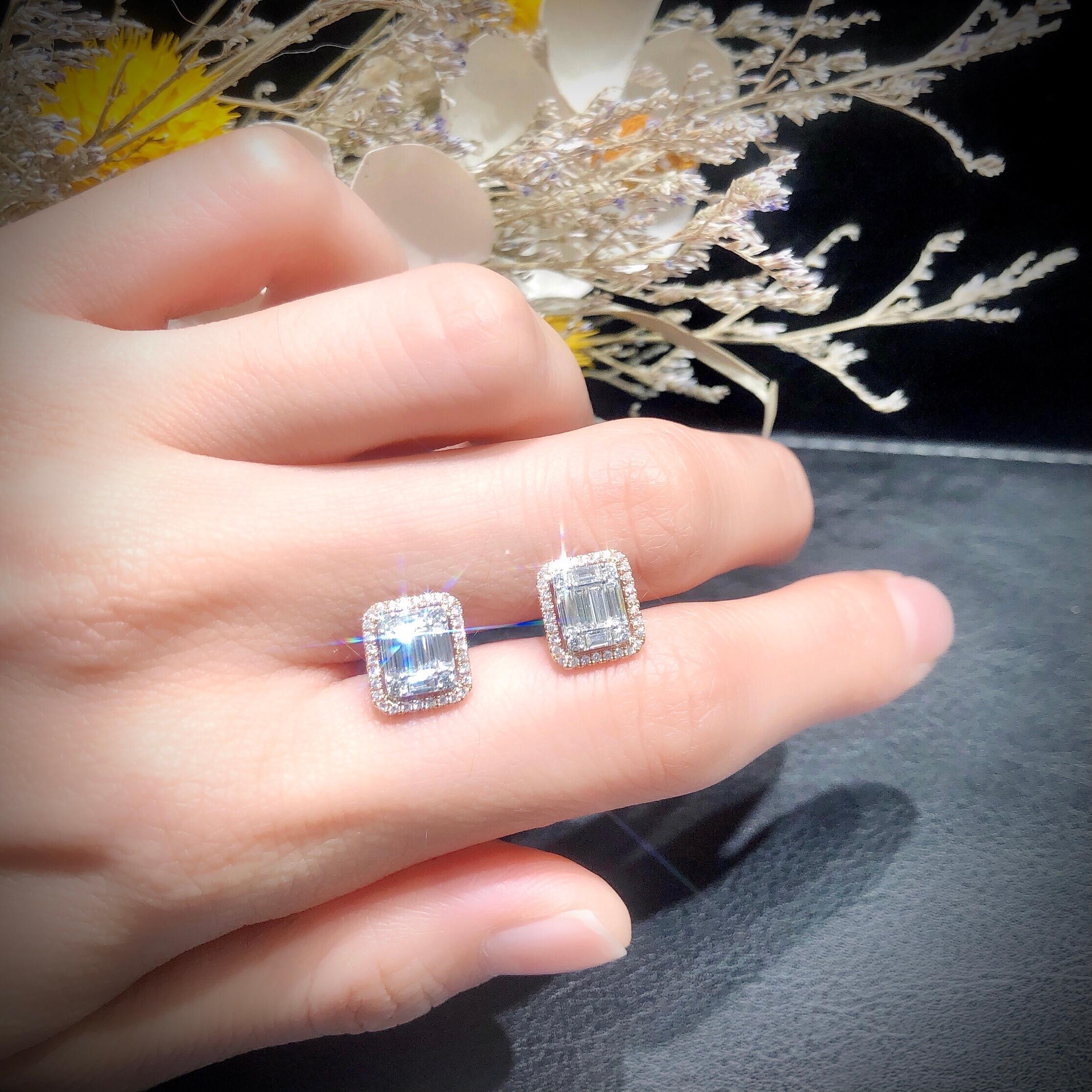 Paris Craft House Diamond Earrings in 18 Karat White Rose Gold Damen im Angebot