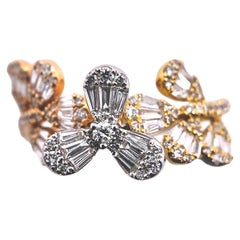 Paris Craft House Diamond Flower Ring in 18 Karat White/Yellow/Rose Gold