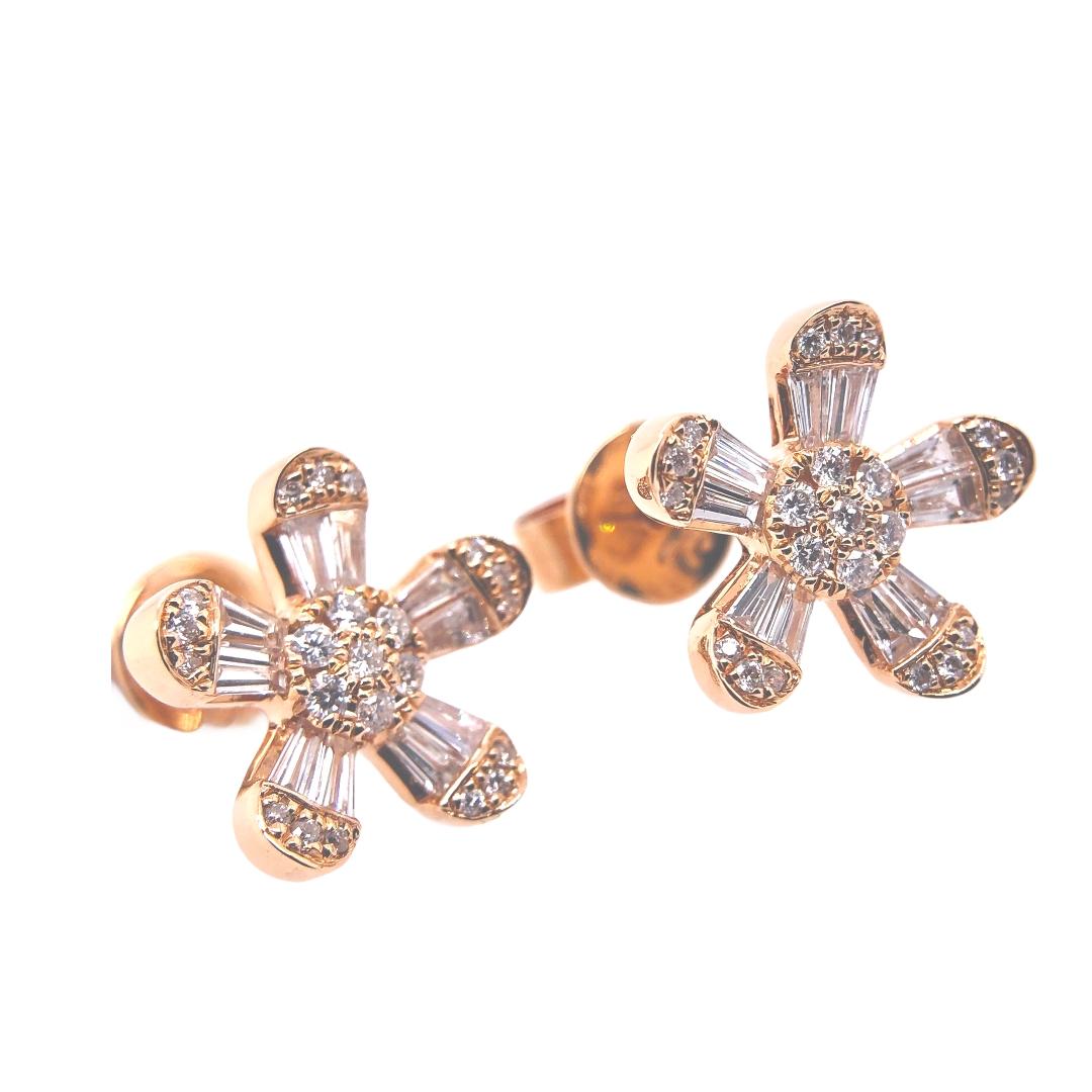 Paris Craft House Diamond Flowers Earrings in 18 Karat Rose Gold In New Condition For Sale In Hong Kong, HK