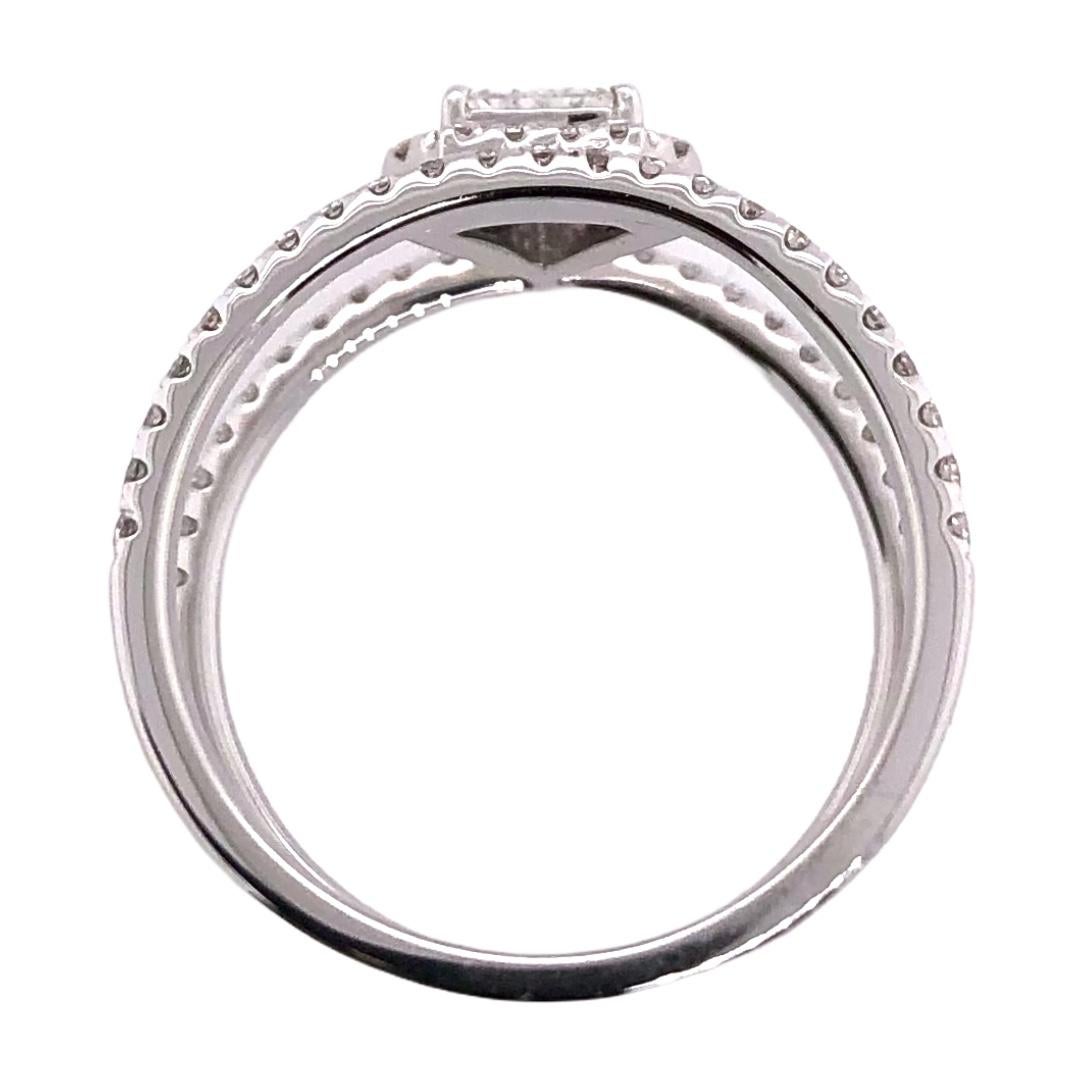 Trapezoid Cut Paris Craft House Diamond Ring in 18 Karat White Gold For Sale
