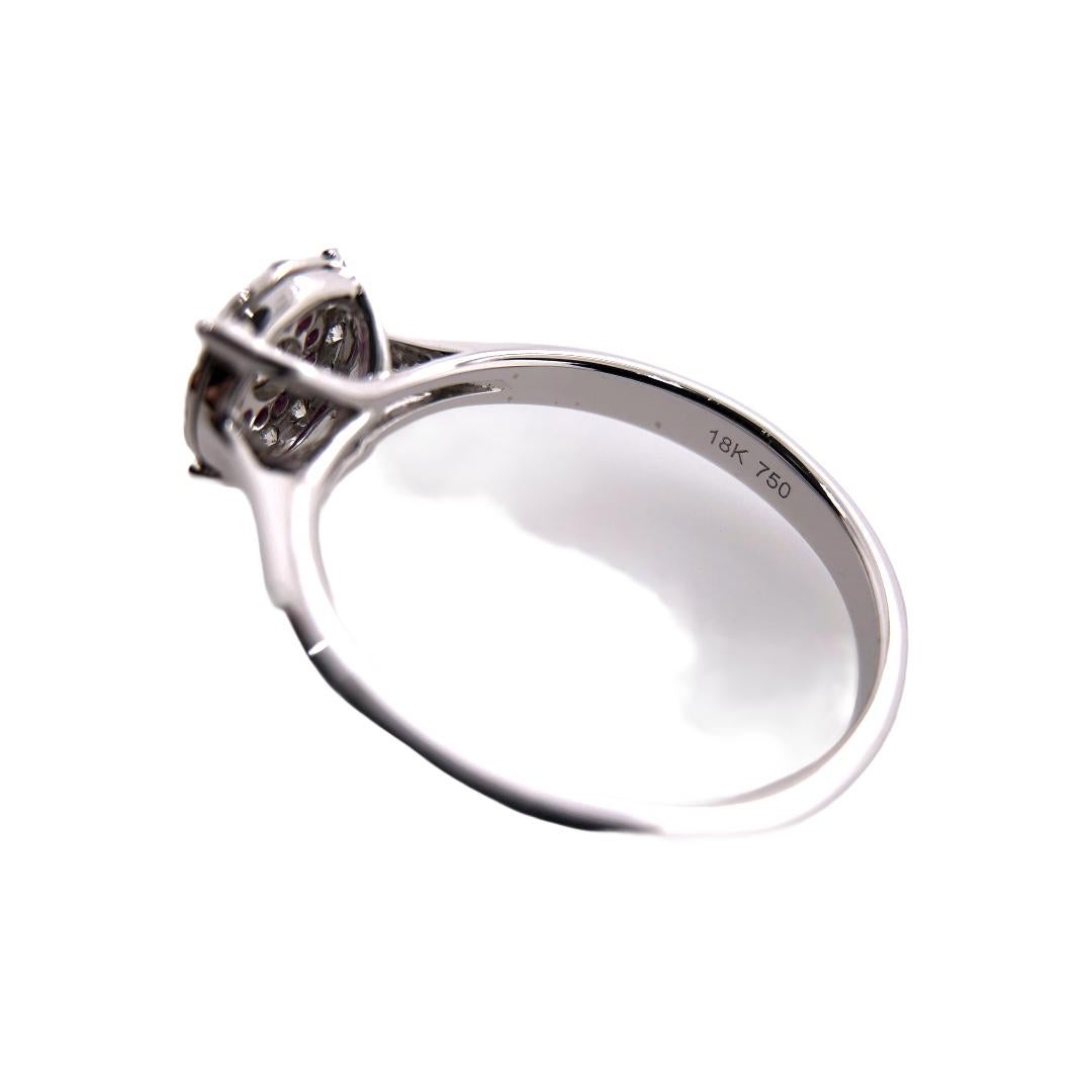 Women's Paris Craft House Diamond Ruby Ring in 18 Karat White Gold For Sale
