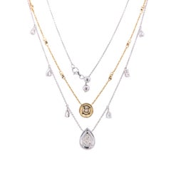 Paris Craft House Double-Strand Diamond Necklace in 18 Karat White/Rose Gold