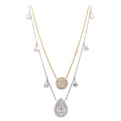 Paris Craft House Double-Strand Diamond Necklace in 18 Karat White/Rose Gold