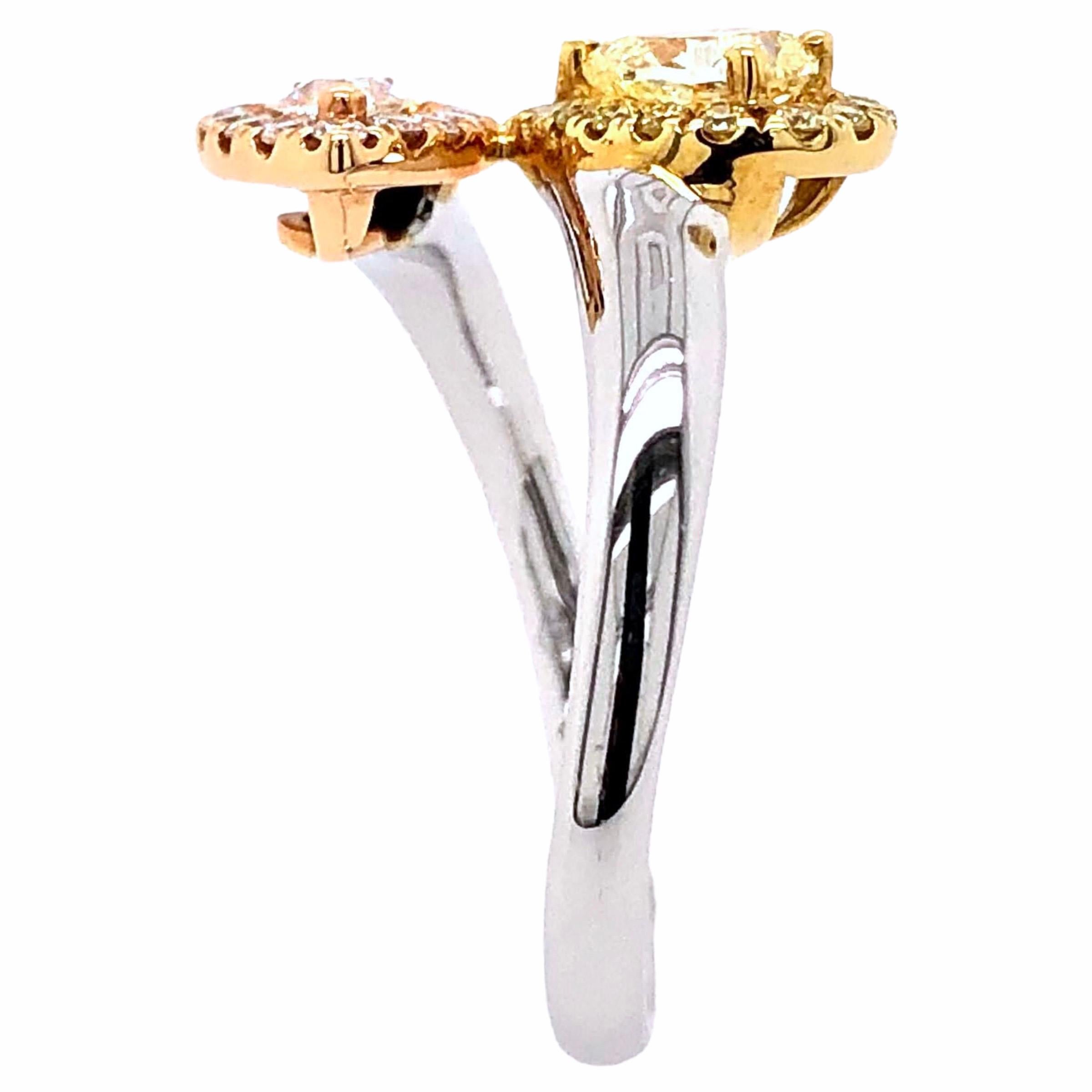 Modern Paris Craft House Fancy Diamond Ring in 18 Karat White/Rose/Yellow Gold For Sale