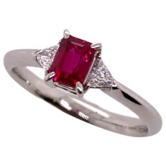 Paris Craft House GIA Certified 1.01ct Ruby Diamond Three-Stone Ring