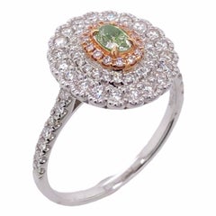 Paris Craft House Green Diamond Cocktail Ring in 18 Karat White Gold
