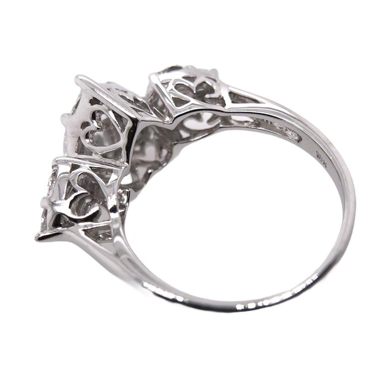 Paris Craft House Heart Shaped Diamond Three-Stone Ring in 18 Karat ...