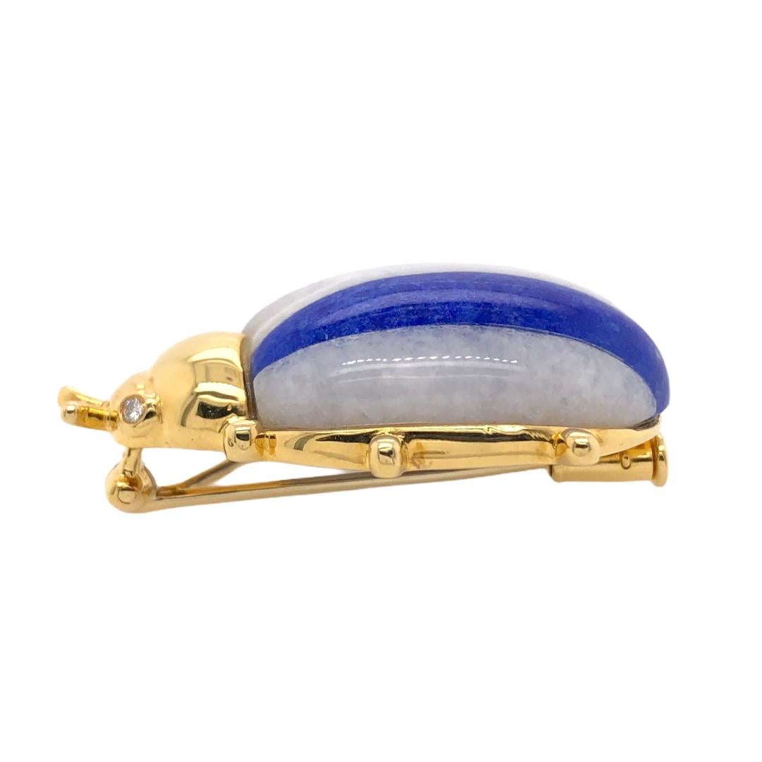 Paris Craft House Lapis Lazuli Ladybird Brooch in 18 Karat Yellow Gold In New Condition For Sale In Hong Kong, HK