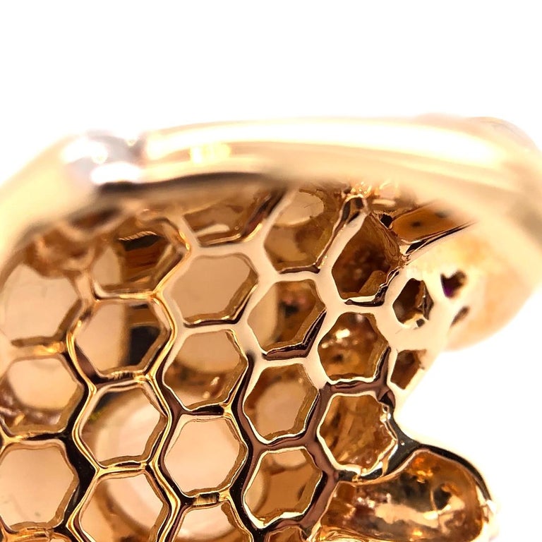 Paris Craft House Mother of Pearl Diamond Ruby Turtle Ring in 18 Karat ...