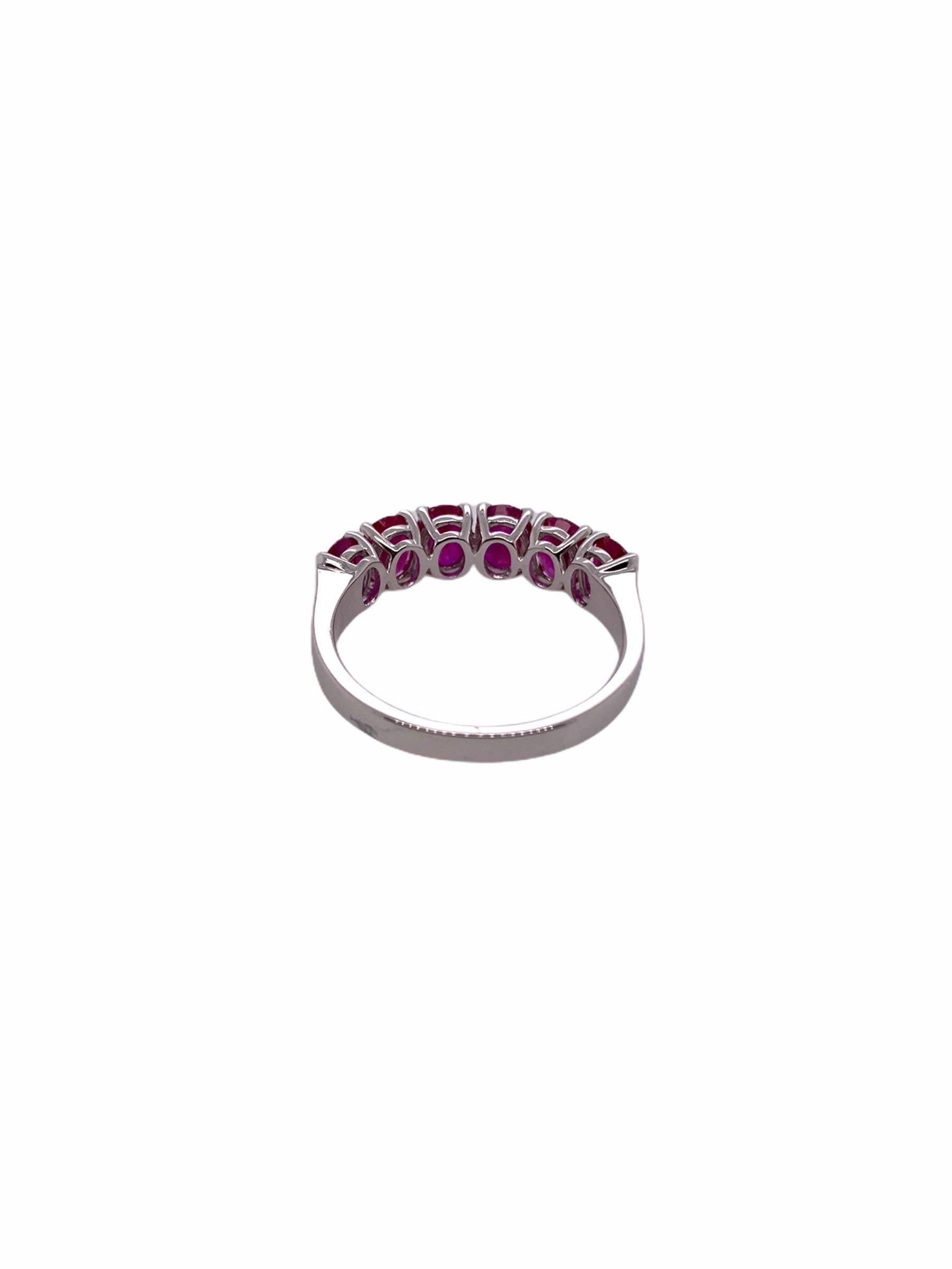 Oval Cut Paris Craft House Oval Ruby Ring in 18 Karat White Gold For Sale