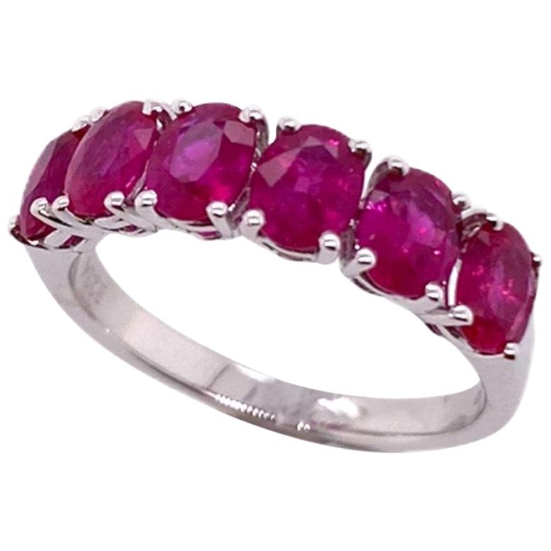 Paris Craft House Oval Ruby Ring in 18 Karat White Gold For Sale