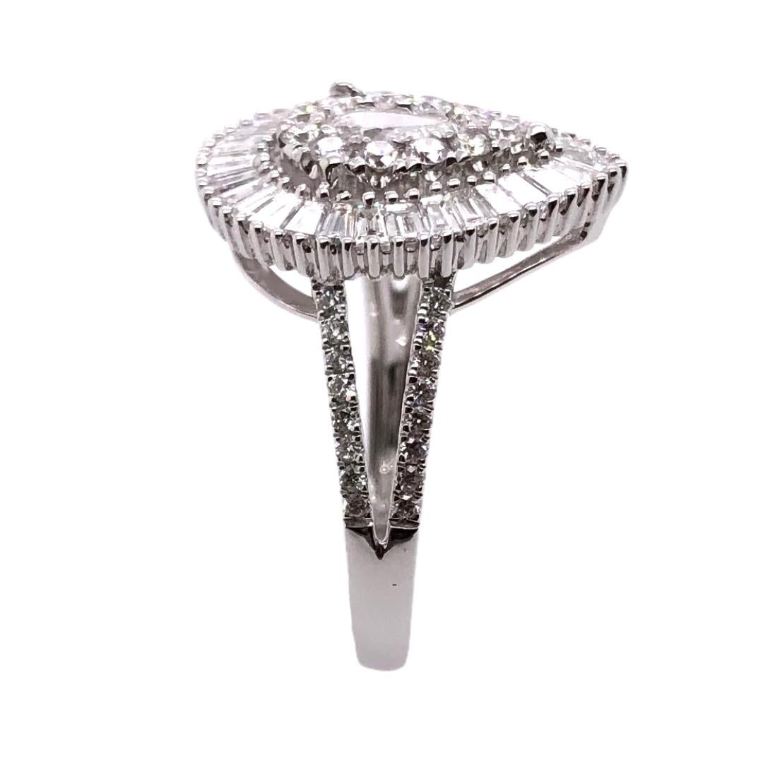 Pear Cut Paris Craft House Pear Diamond Ring in 18 Karat White Gold For Sale