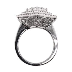 Paris Craft House Princess Cut Diamond Ring in 18 Karat White Gold