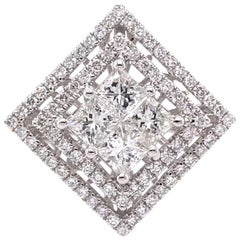 Paris Craft House Princess Cut Diamond Ring in 18 Karat White Gold