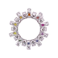Paris Craft House Rainbow Sapphire Diamond Pendant in 18 Karat White Gold