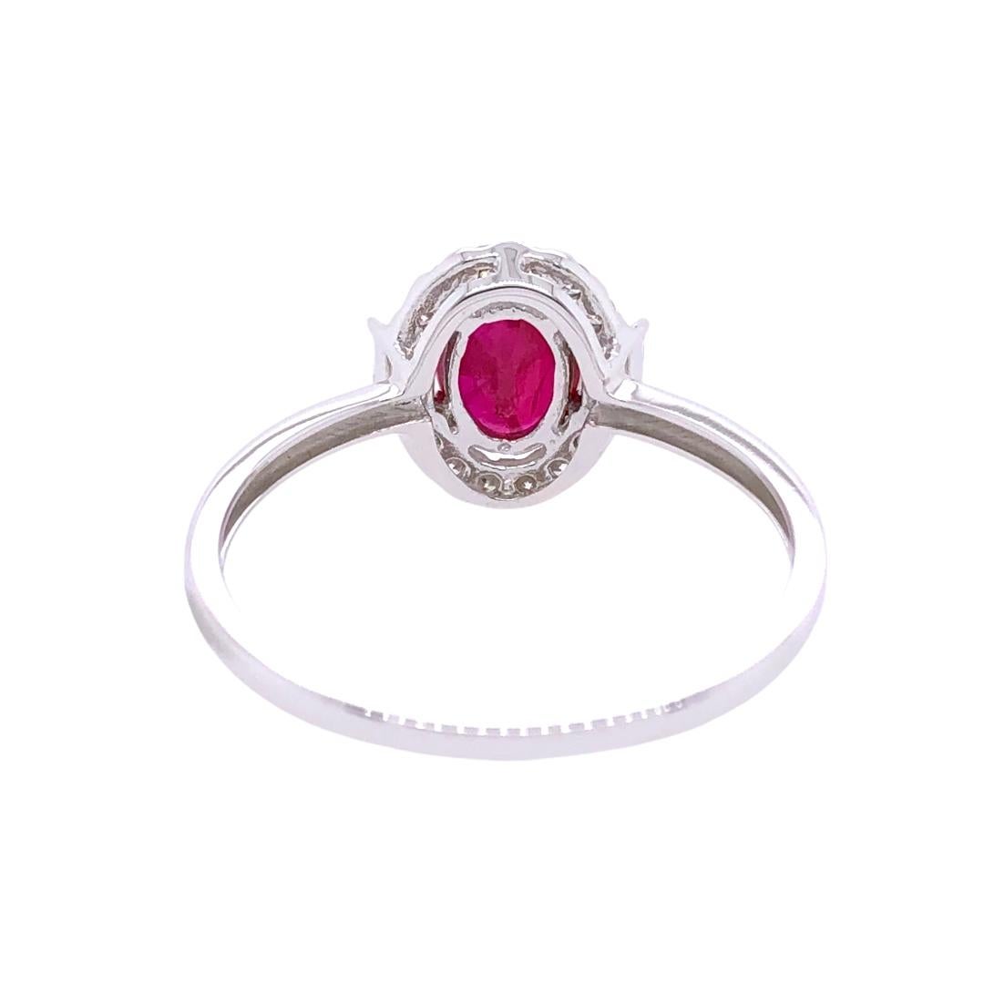 Oval Cut Paris Craft House Ruby Diamond Cocktail Ring in 18 Karat White Gold For Sale