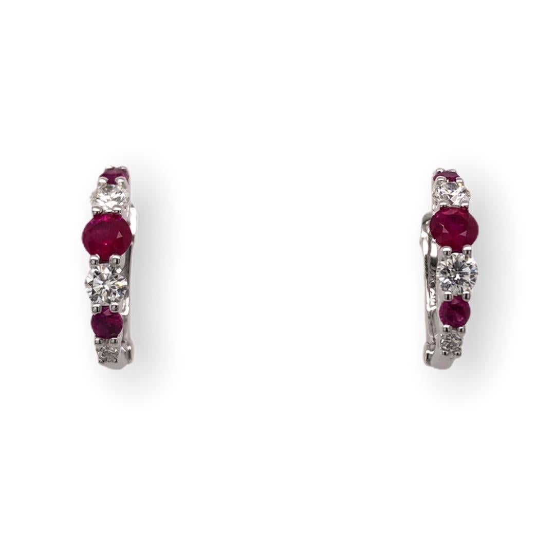 For thousands of years, Ruby was considered the stone of love, energy, passion, power, and a zest for life. It is referred to as the the symbol for strong feelings. Shining on the ear piece are these brilliant cut rubies matched with hand selected
