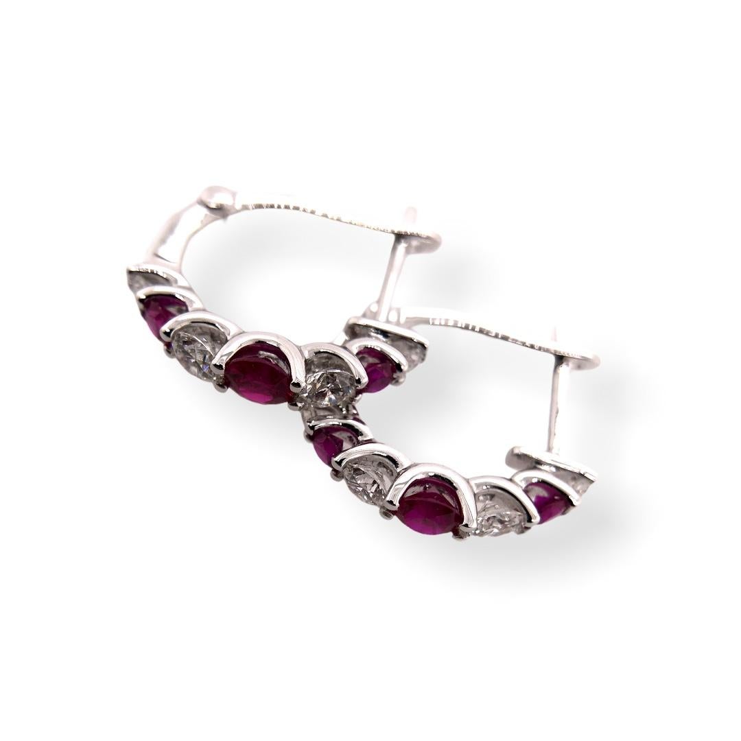 Modern Paris Craft House Ruby Diamond Earrings in 18 Karat White Gold For Sale