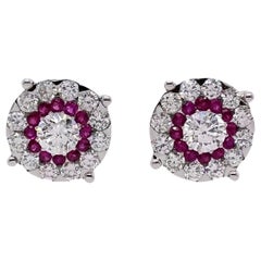 Paris Craft House Ruby Diamond Earrings in 18 Karat White Gold
