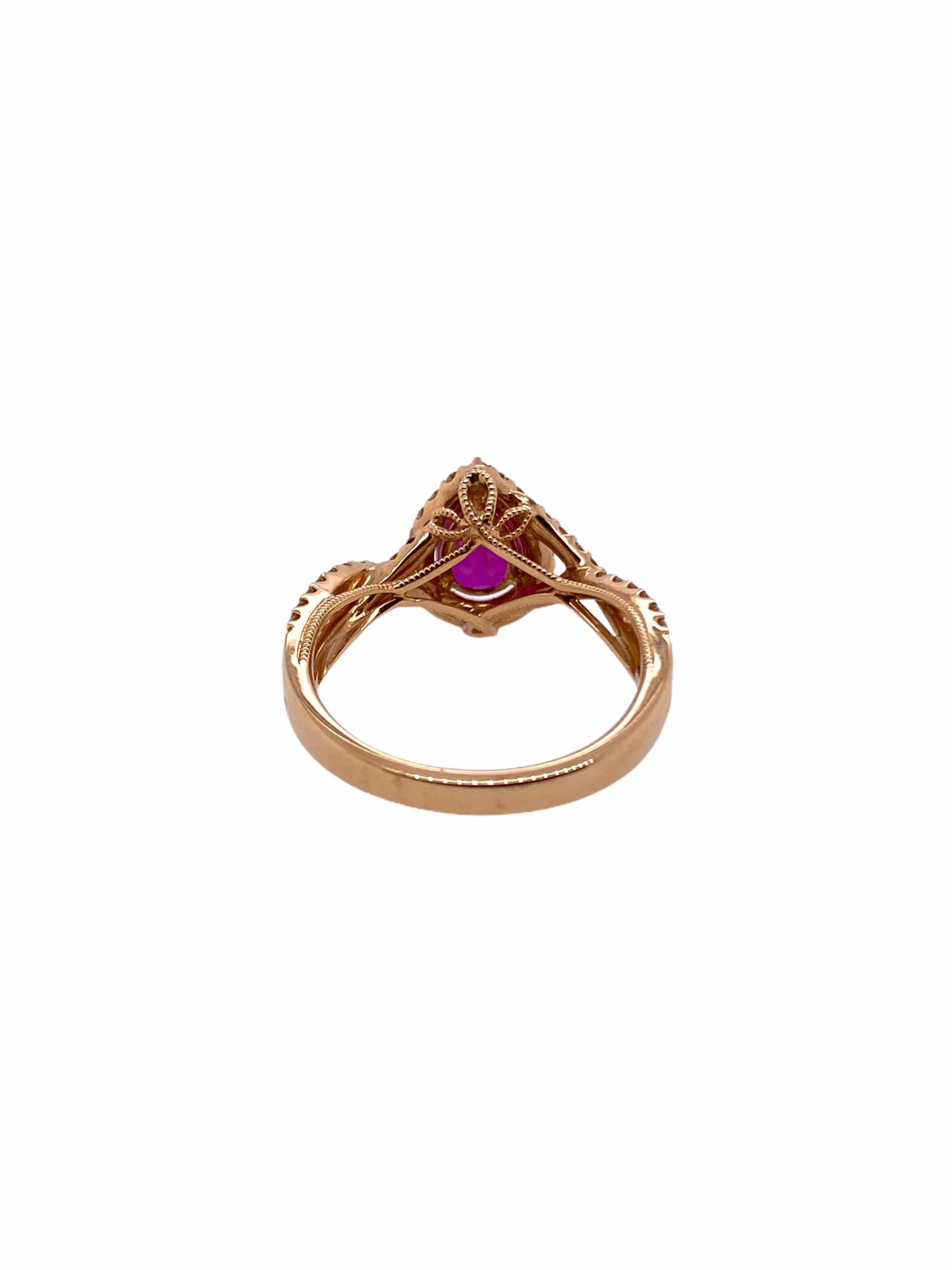 Paris Craft House Ruby Diamond Ring in 18 Karat Rose Gold In New Condition For Sale In Hong Kong, HK