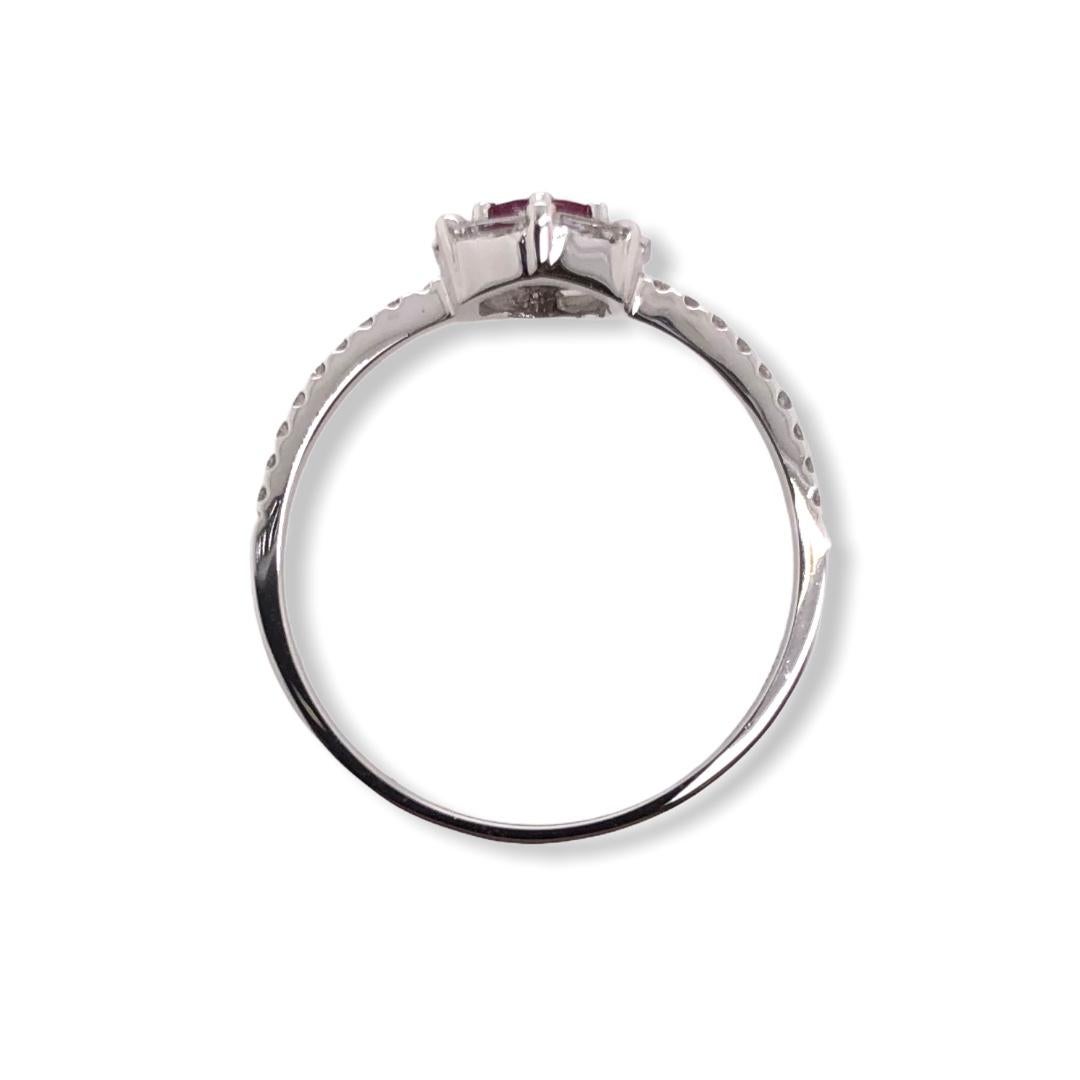 Modern Paris Craft House Ruby Diamond Ring in 18 Karat White Gold For Sale