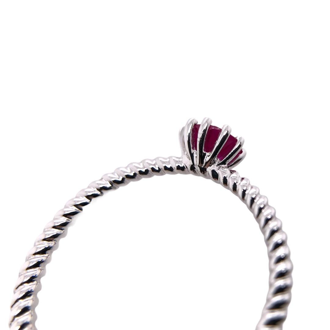 Round Cut Paris Craft House Ruby Ring in 18 Karat White Gold For Sale