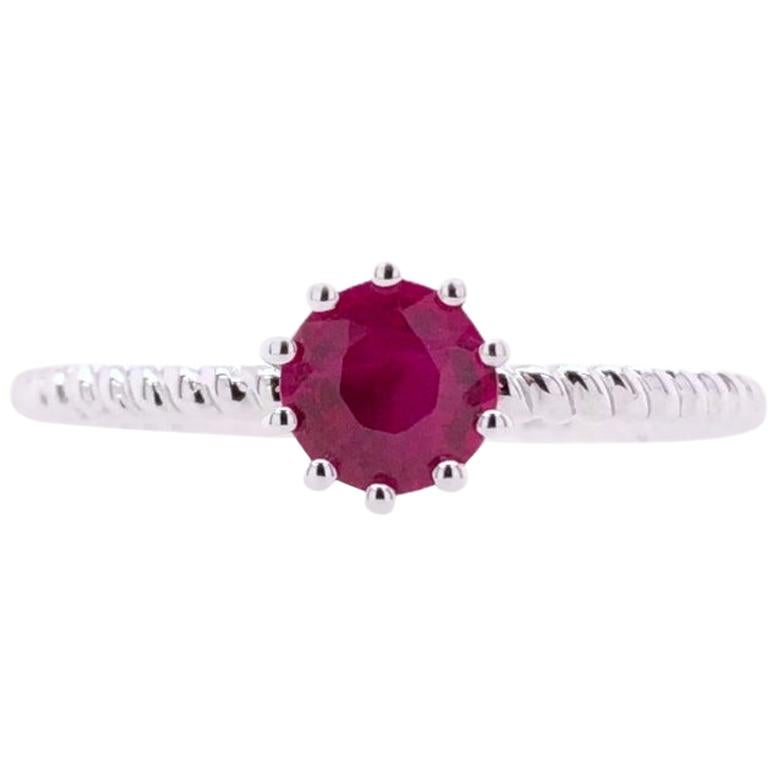 Paris Craft House Ruby Ring in 18 Karat White Gold For Sale