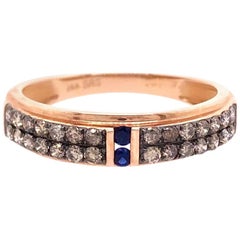 Paris Craft House Sapphire Black Diamond Ring in 14 Karat Rose Gold