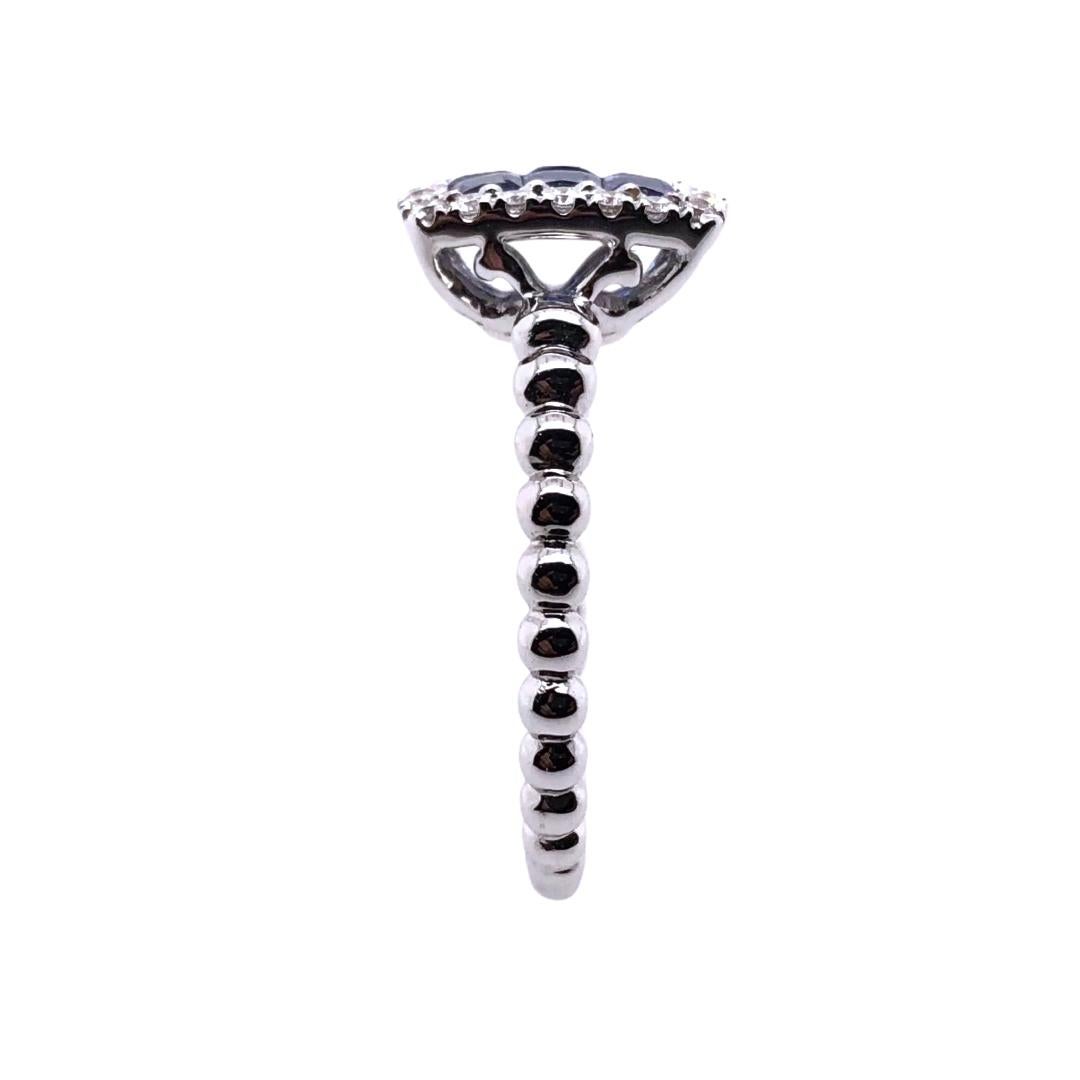 Princess Cut Paris Craft House Sapphire Diamond Cluster Ring in 18 Karat White Gold For Sale
