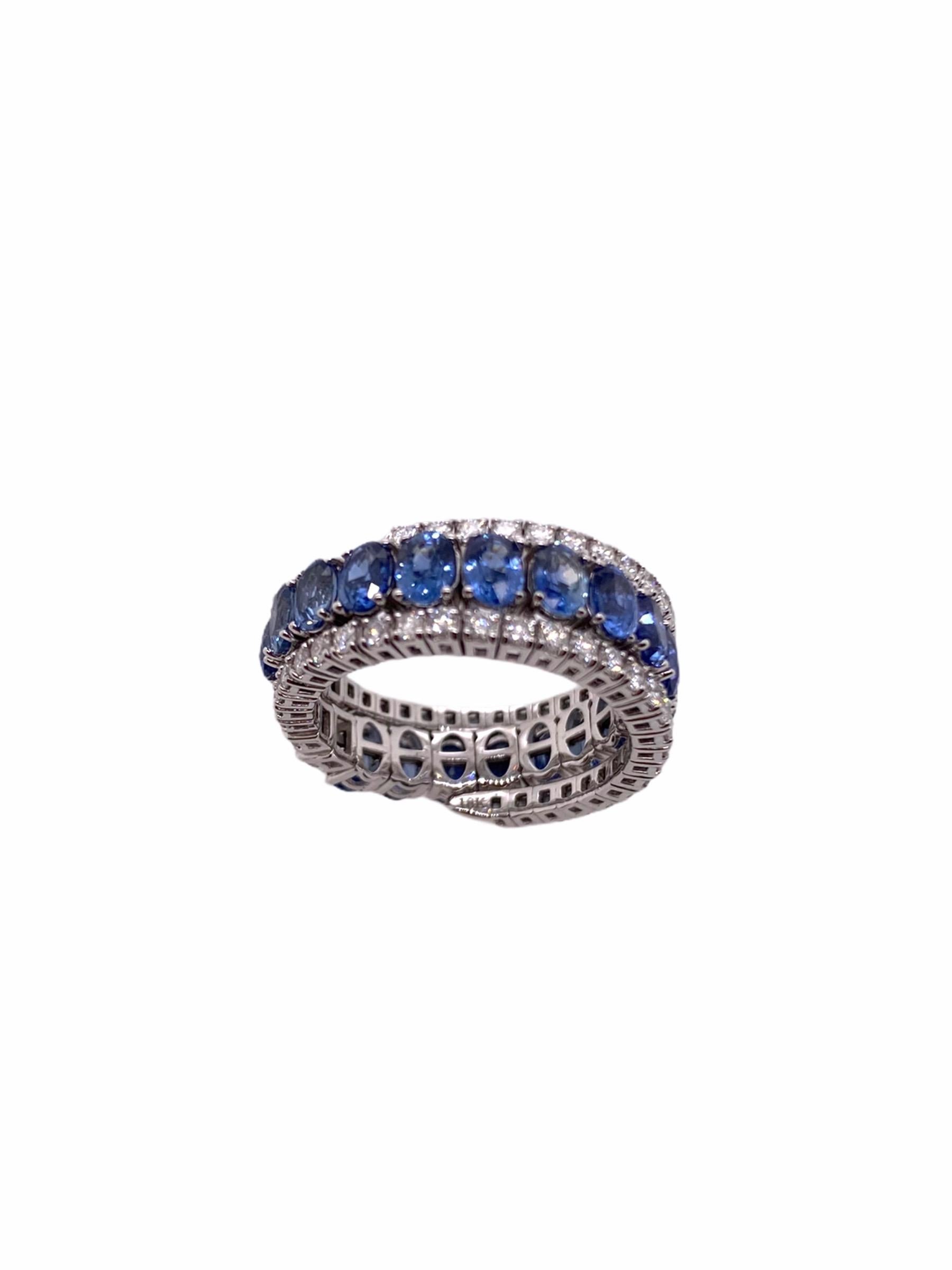 PARIS Craft House one-of-one Elastic Sapphire Diamond Band Ring. Historically, serpents have always represent fertility or a creative life force. The ouroboros is a symbol of eternity and continual renewal of life. Crafted in spiral loops this is