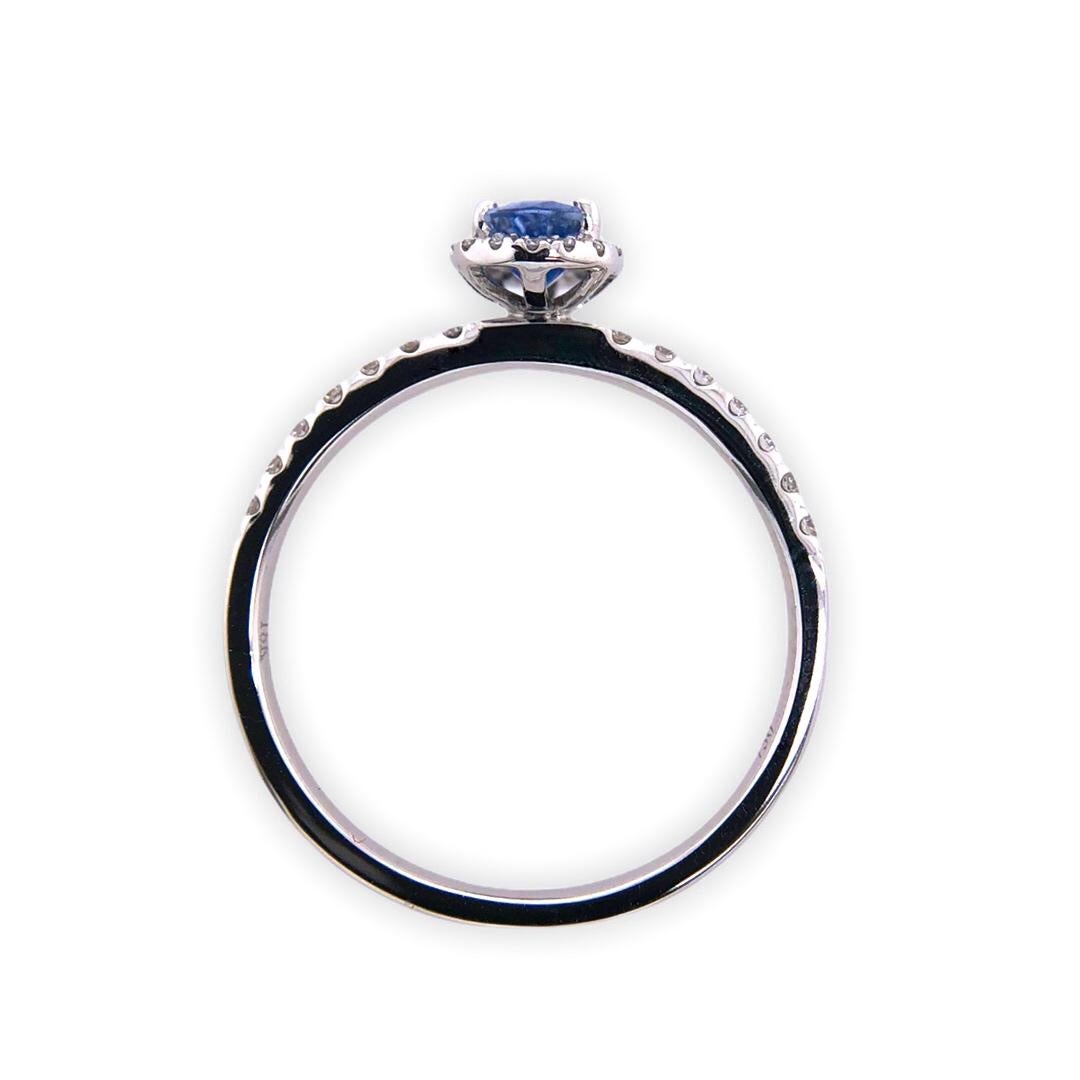 Modern Paris Craft House Sapphire Diamond Ring in 18 Karat White Gold For Sale
