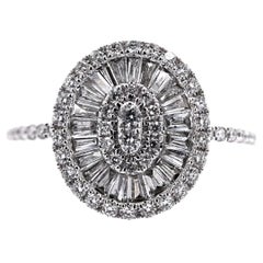 baguette cluster ring Paris Craft House Tapered Baguette Diamond Cluster Ring in 18 Karat White Gold