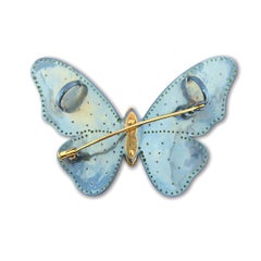 Paris Craft House Tsavorite Diamond Butterfly Brooch Pin in Titanium 18K Gold