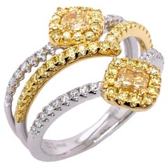 Paris Craft House Yellow Diamond Ring in 18 Karat White/Yellow Gold