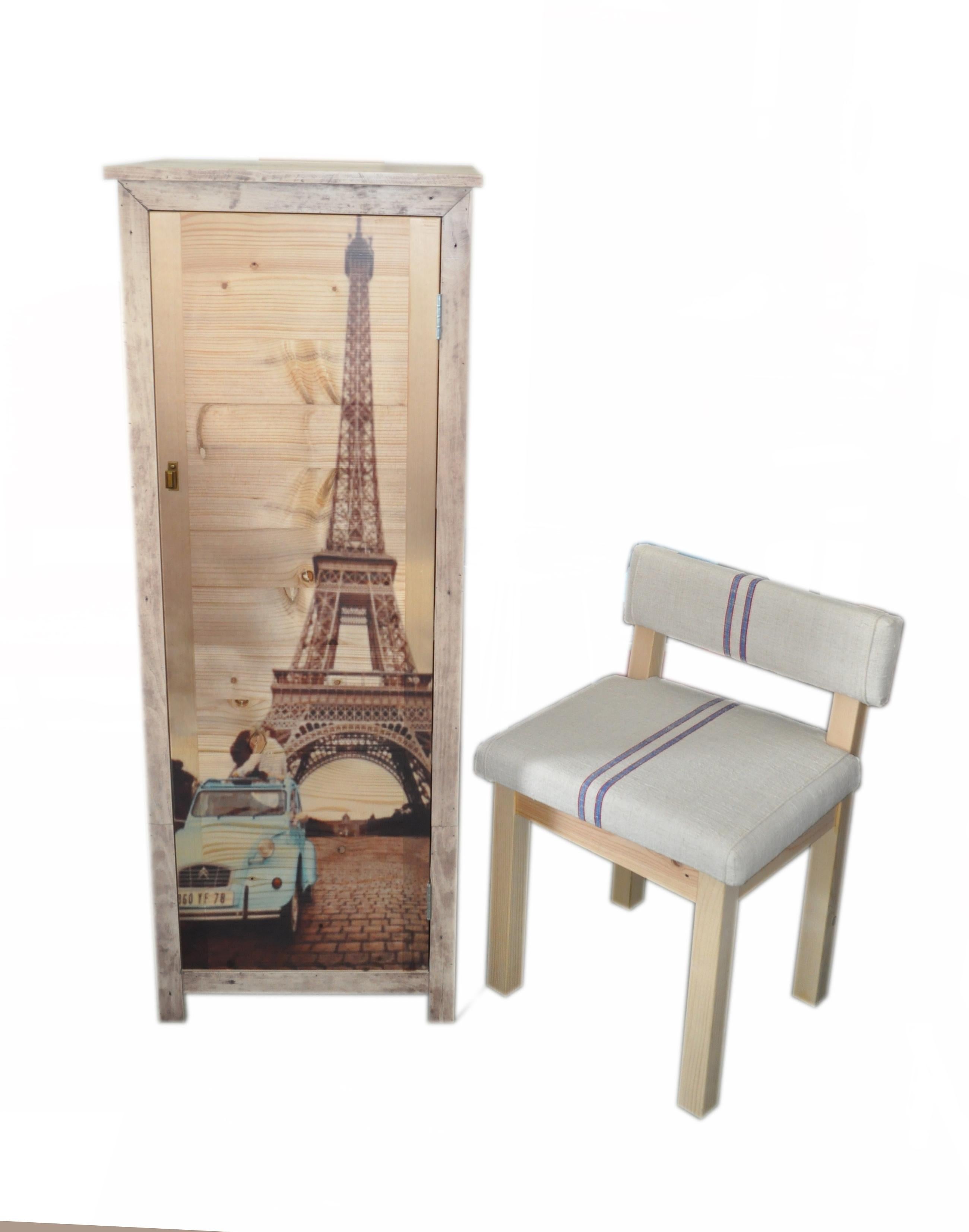 Hand-Painted Paris Cupboard For Sale