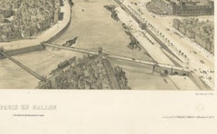 Paris en Ballon – Aerial View of Paris from a Balloon, Lithograph by Albert 1850