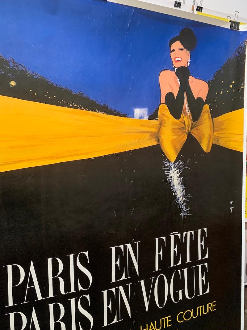 Late 20th Century 'Paris en Fete Paris en Vogue', Original Vintage Fashion Poster, Rene Gruau  For Sale