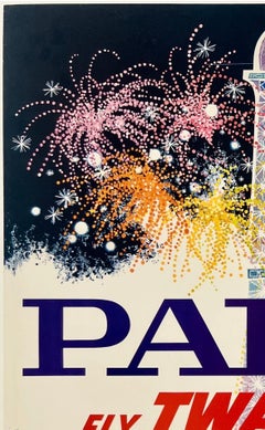 PARIS - FLY TWA JETS Original Vintage Airline Travel Poster DAVID KLEIN