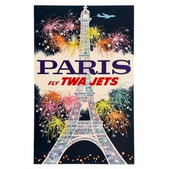 PARIS - FLY TWA JETS Original Vintage Airline Travel Poster DAVID KLEIN