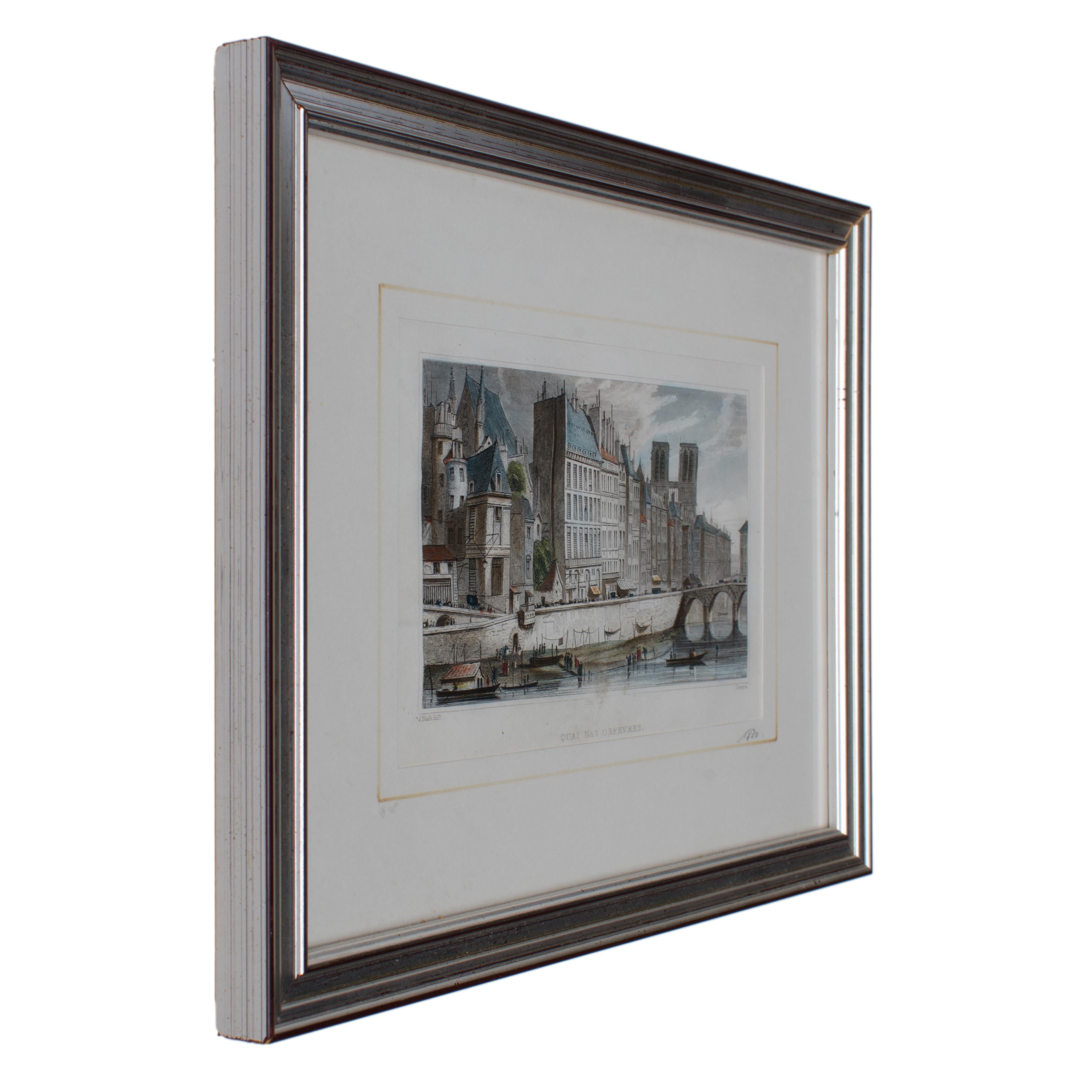 French Paris, France, Quai des Orfèvres, After Joseph Nash c.1830 For Sale