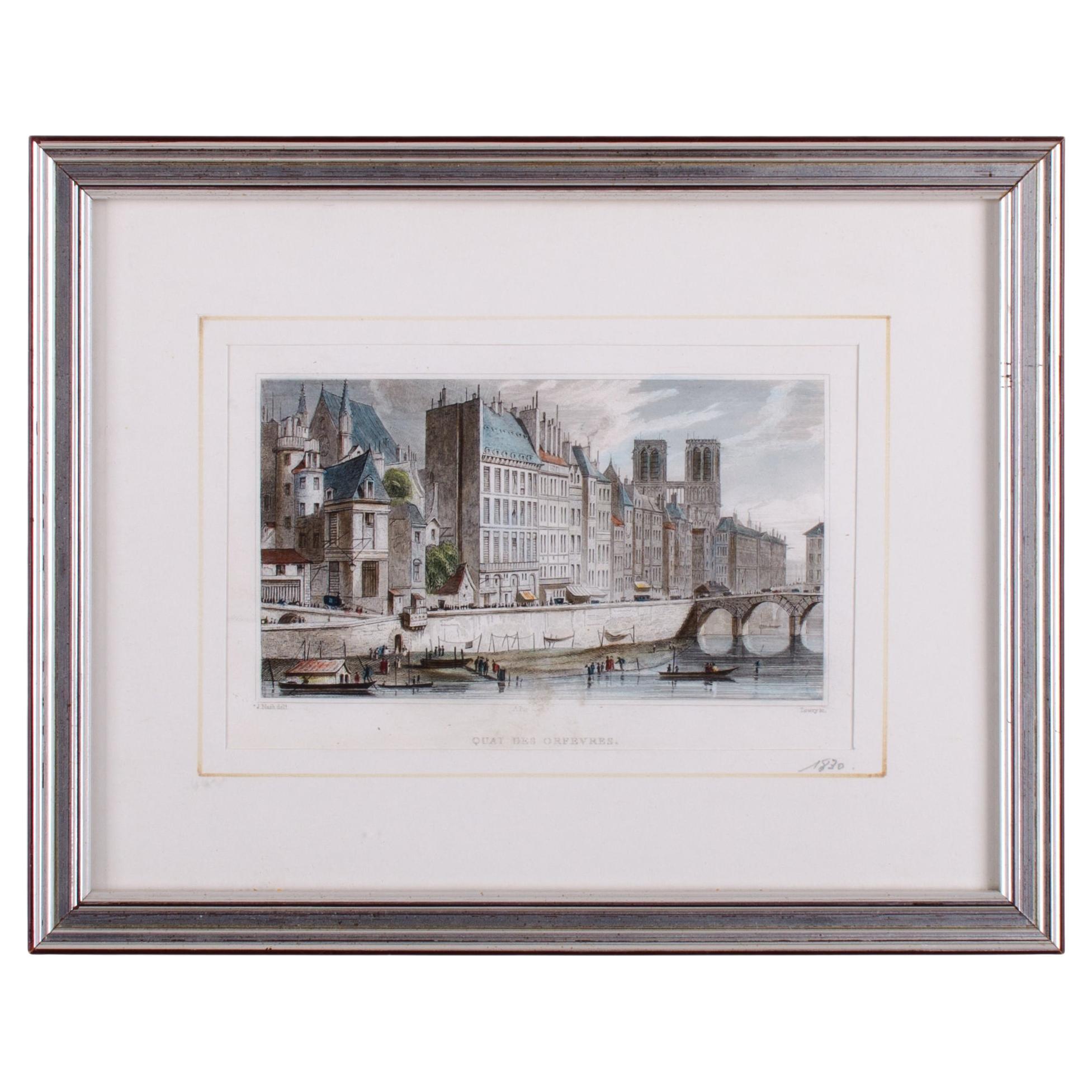 Paris, France, Quai des Orfèvres, After Joseph Nash c.1830