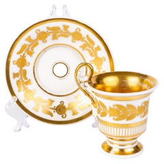 Paris French Gilt Porcelain Empire Teacup & Saucer ca. 1790 18th Century