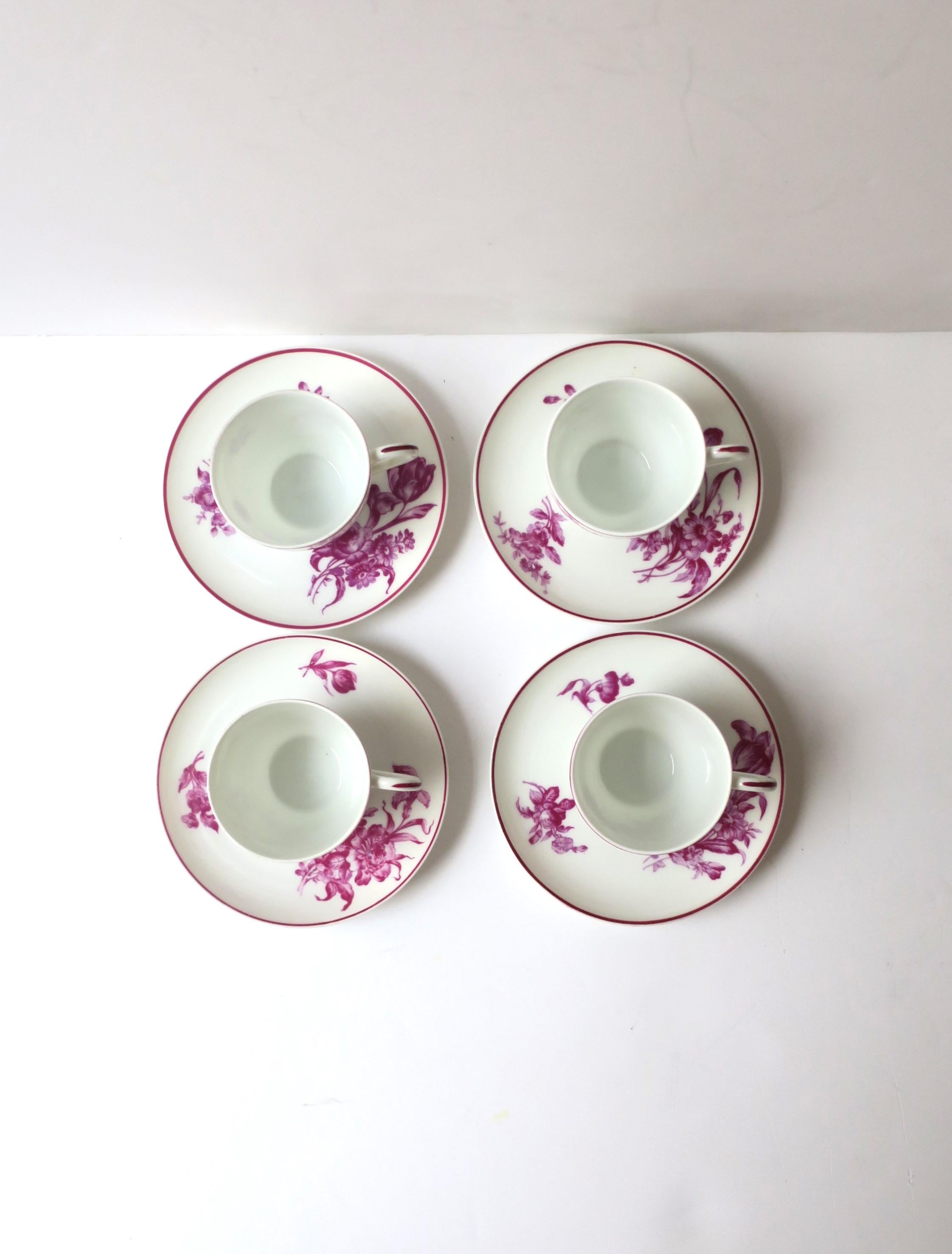 Paris French Porcelain Coffee Espresso or Tea Demitasse Cup & Saucer, Set of 4 For Sale 9