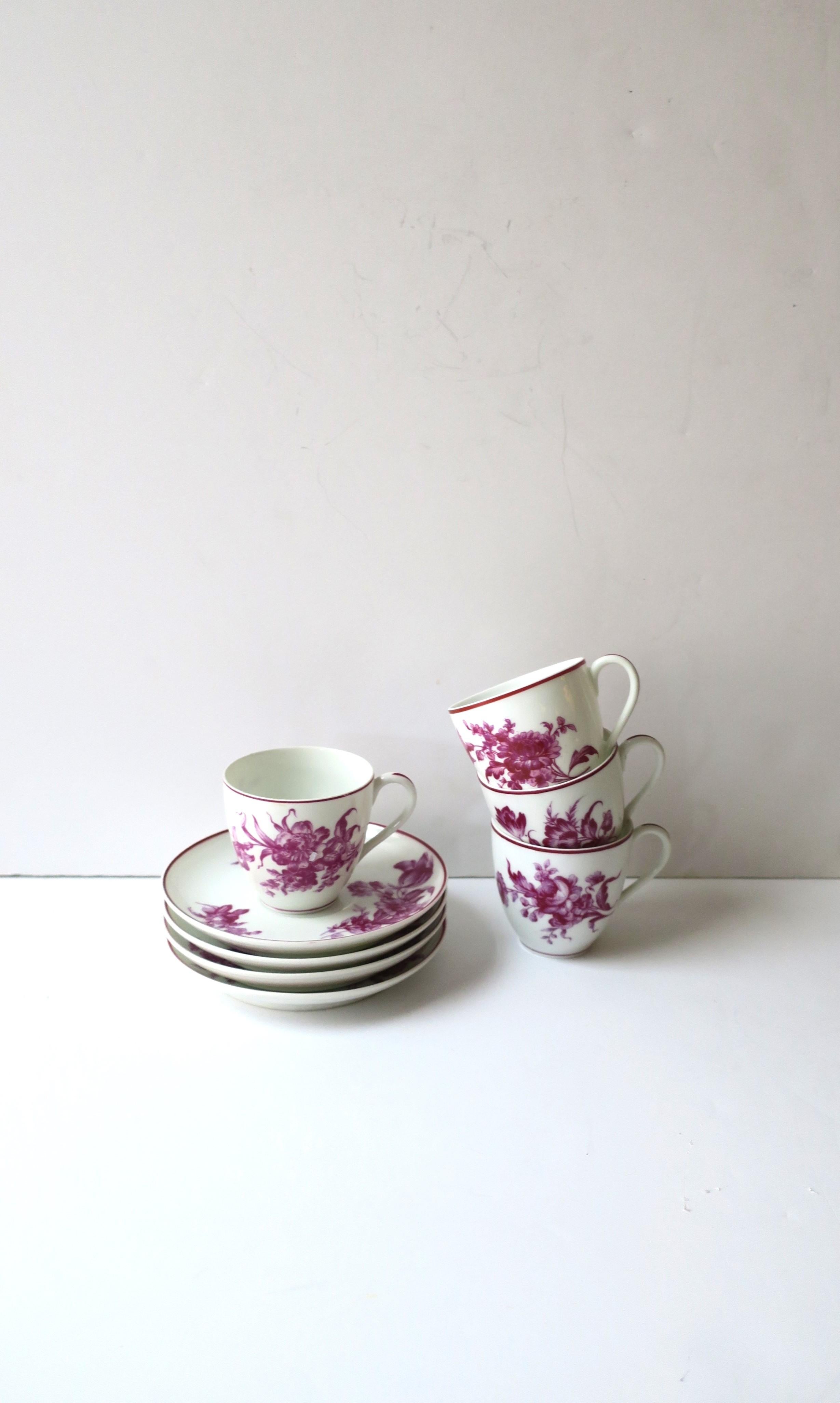 Paris French Porcelain Coffee Espresso or Tea Demitasse Cup & Saucer, Set of 4 For Sale 10