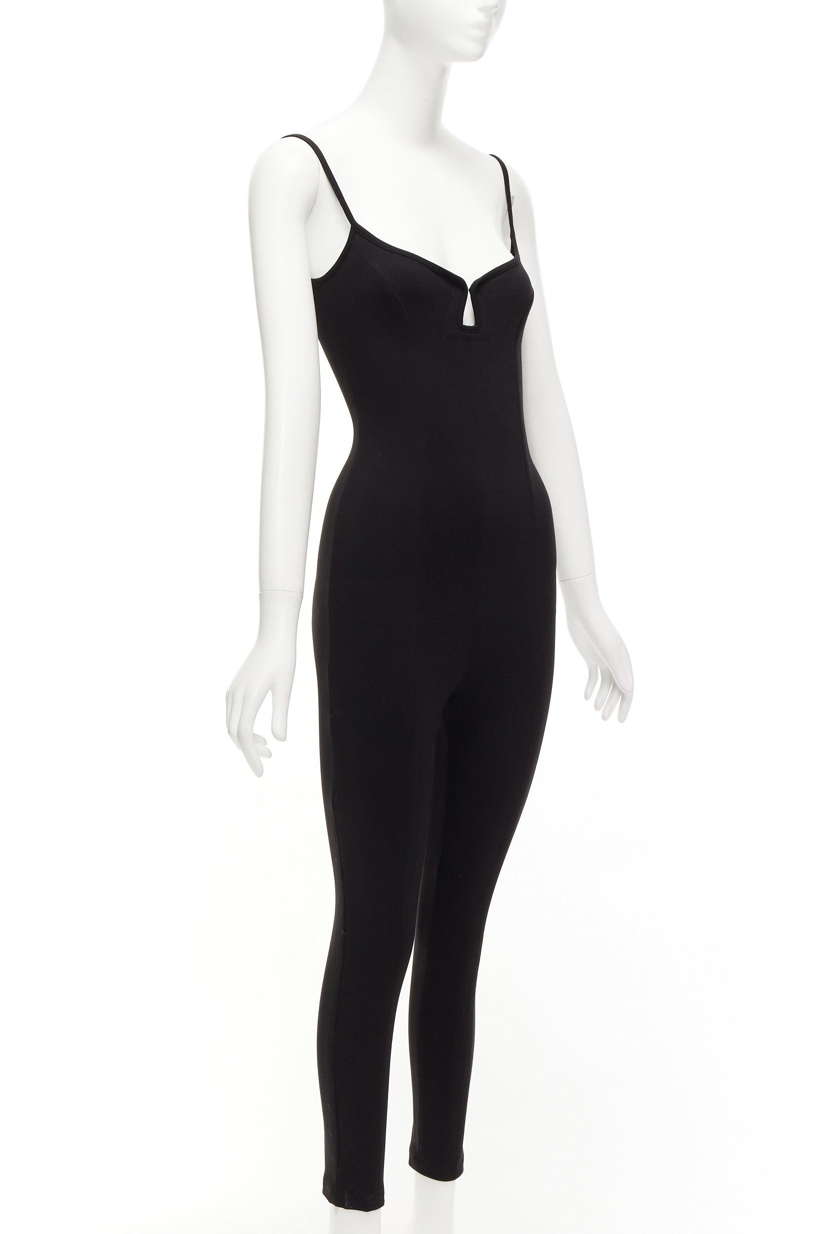 PARIS GEORGIA black sweetheart underwire neckline skinny jumpsuit US0 XS In New Condition For Sale In Hong Kong, NT
