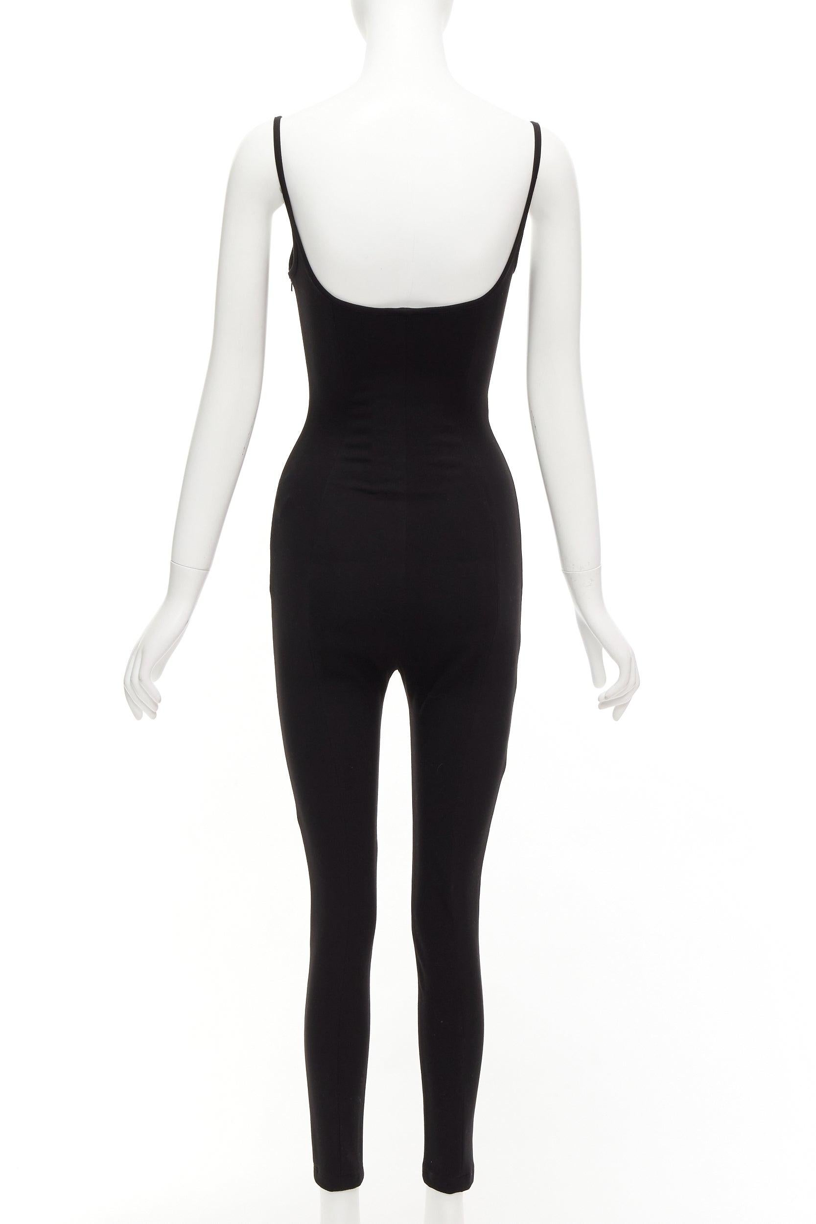 PARIS GEORGIA black sweetheart underwire neckline skinny jumpsuit US0 XS For Sale 1