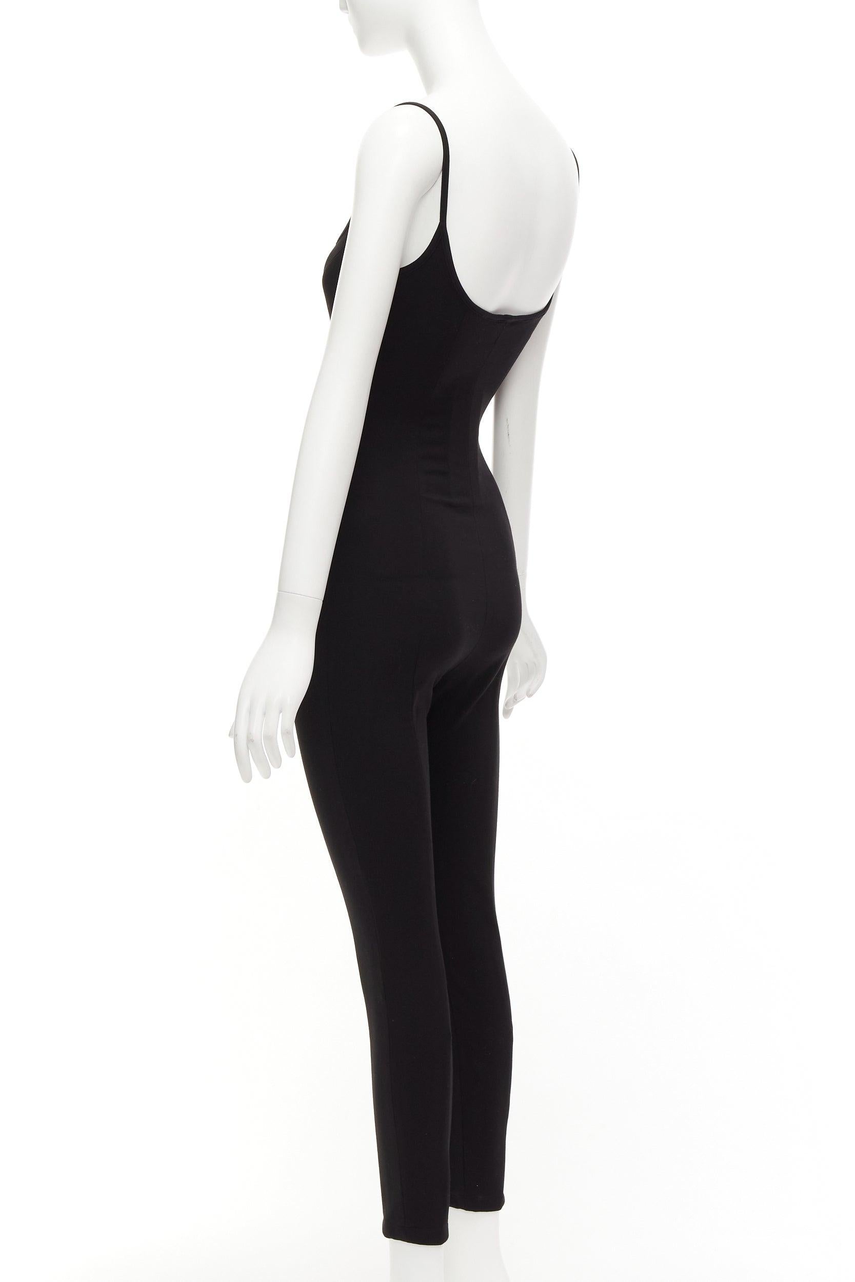 PARIS GEORGIA Schwarzer Sweetheart-Overall mit Unterwirbel-Halsausschnitt und Skinny-Overall US0 XS im Angebot 2