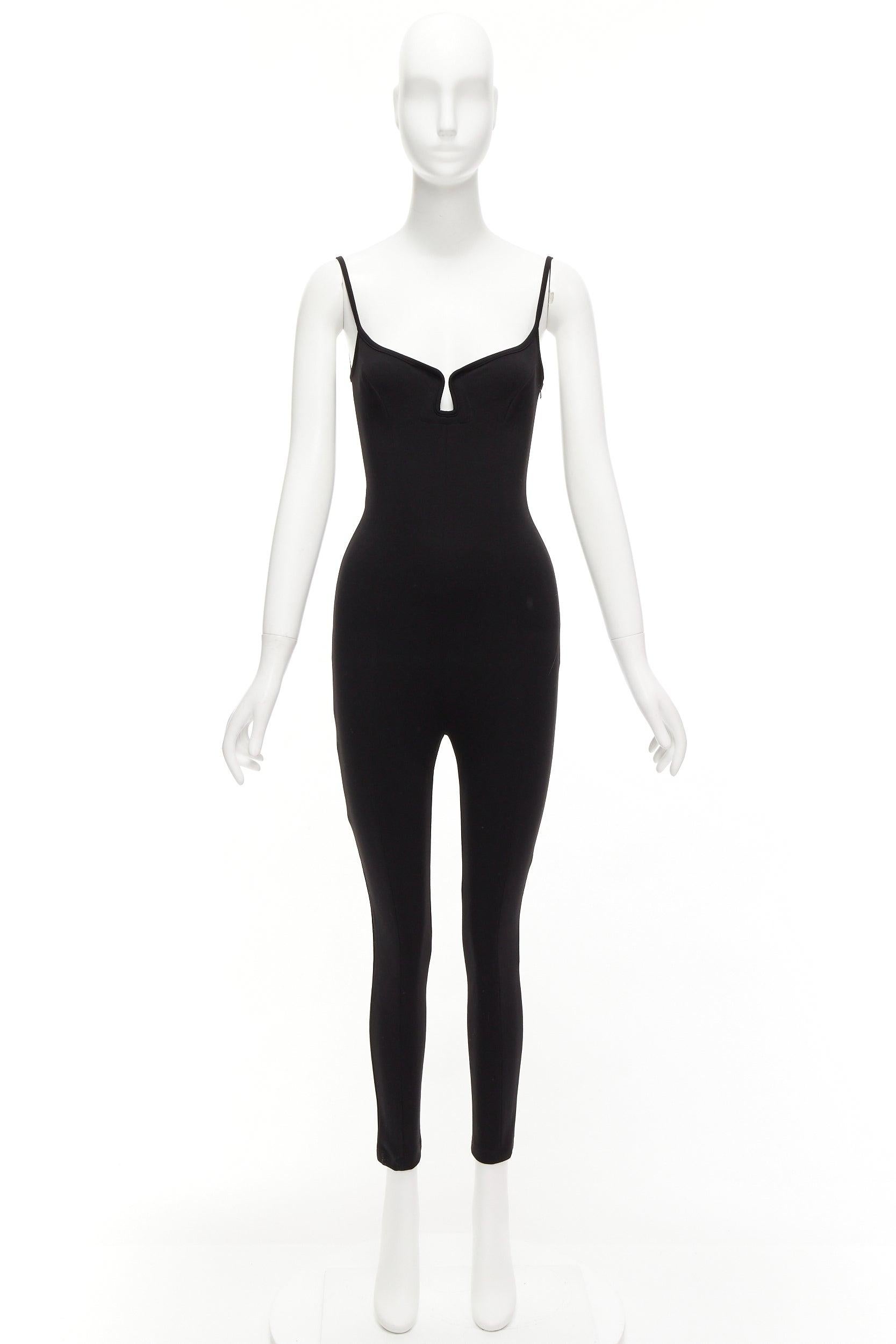 PARIS GEORGIA black sweetheart underwire neckline skinny jumpsuit US0 XS For Sale 5