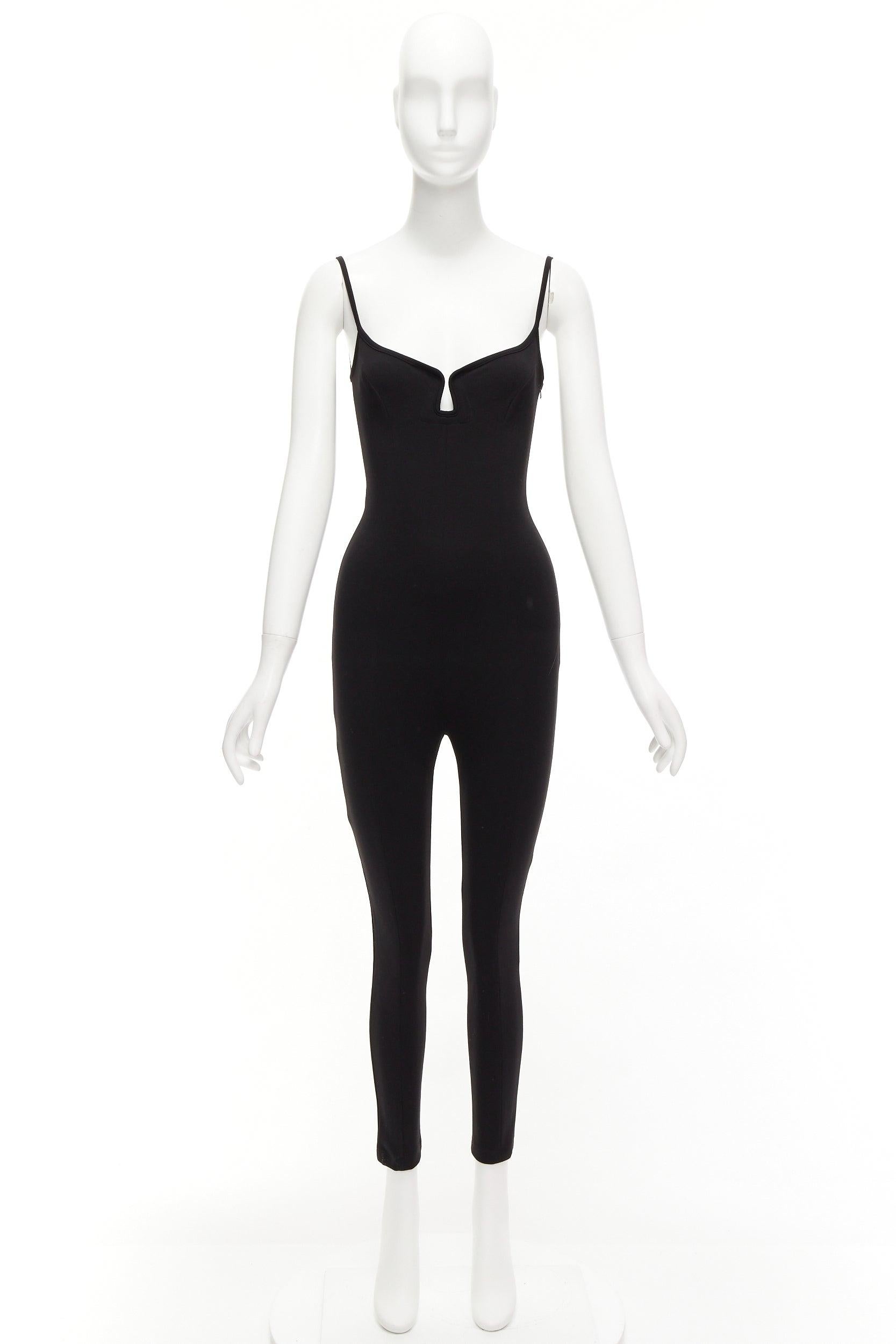 PARIS GEORGIA Schwarzer Sweetheart-Overall mit Unterwirbel-Halsausschnitt und Skinny-Overall US0 XS im Angebot 5